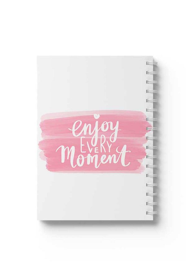 LOWHA-Spiral Notebook with Front and Back Hard Covers Featuring Enjoy Every Moment Design 1