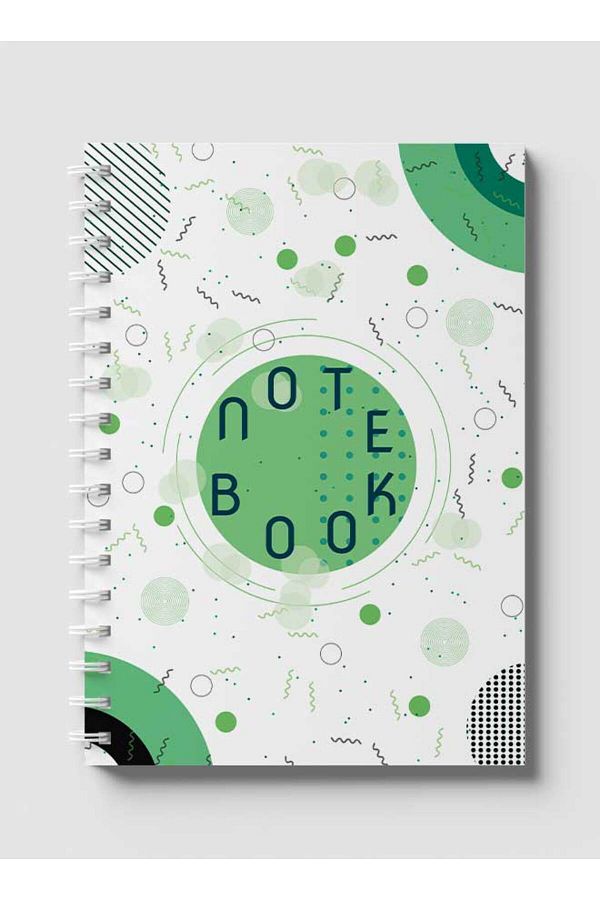 LOWHA-Spiral Notebook with Front and Back Hard Covers Featuring Retro Geometric Design 1