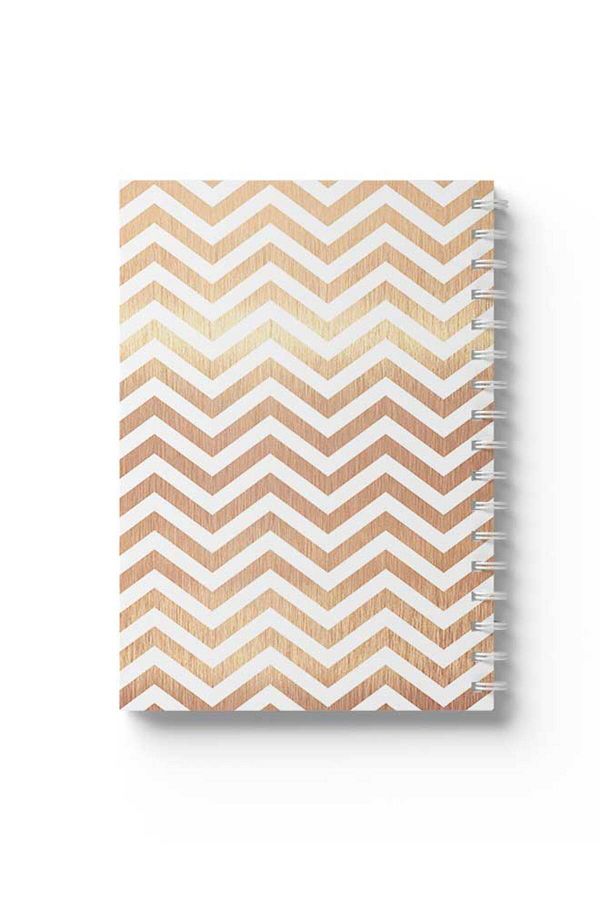 LOWHA-Spiral Notebook with Front and Back Hard Covers Featuring Zig Zag Design 1