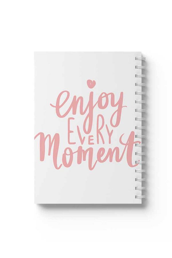 LOWHA-Spiral Notebook with Front and Back Hard Covers Featuring Enjoy Every Moment Design 1