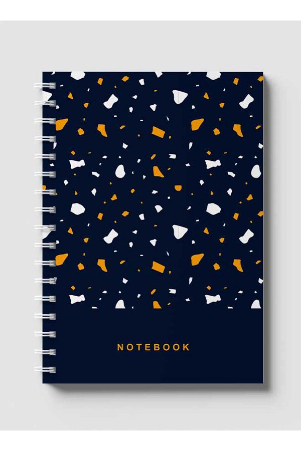 LOWHA-Spiral Notebook with Front and Back Hard Covers Featuring Terrazzo Style Design 1