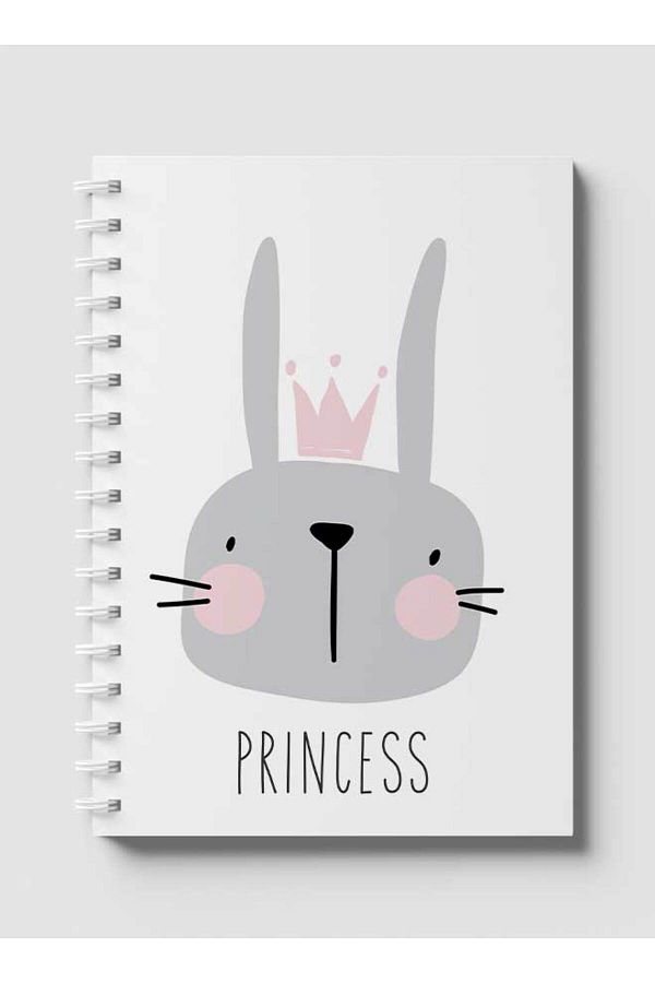LOWHA-Spiral Notebook with Front and Back Hard Covers Featuring Rabbit Princess Design 1