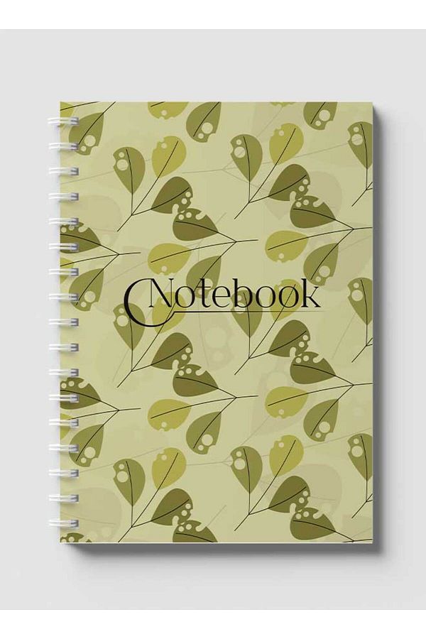 LOWHA-Spiral Notebook with Front and Back Hard Covers Featuring Classical Theme Leaf Design 1