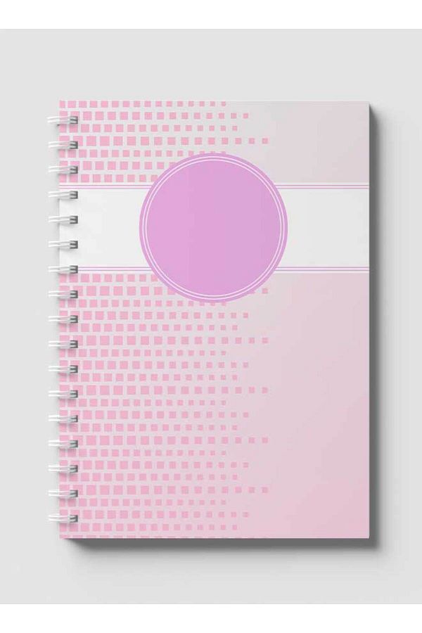 LOWHA-Spiral Notebook with Front and Back Hard Covers Featuring Abstract Pink & White Cube Design 1