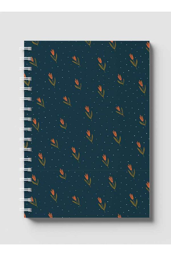 LOWHA-Spiral Notebook with Front and Back Hard Covers Featuring Flowers with White Dots Design 1