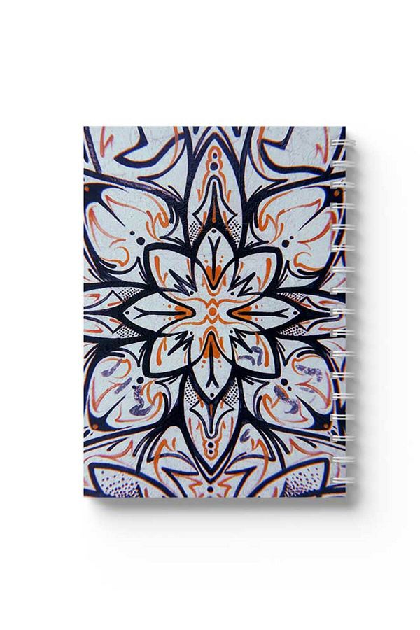 LOWHA-Spiral Notebook with Front and Back Hard Covers Featuring Floral Pattern Design 1