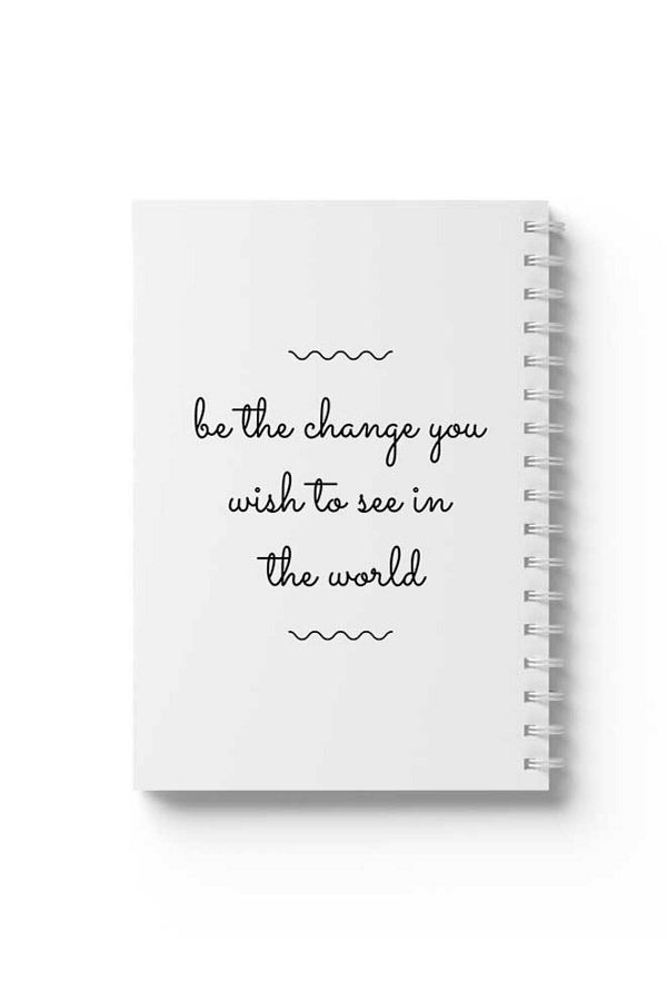 LOWHA-Spiral Notebook with Front and Back Hard Covers Featuring Be the Change You Wish Design 1