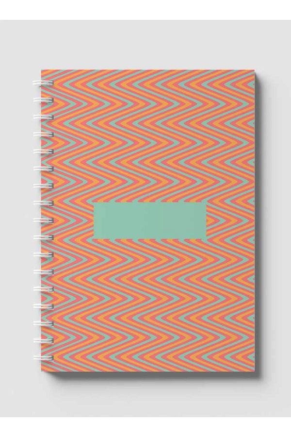 LOWHA-Spiral Notebook with Front and Back Hard Covers Featuring Colorful Zigzag Lines Design 1
