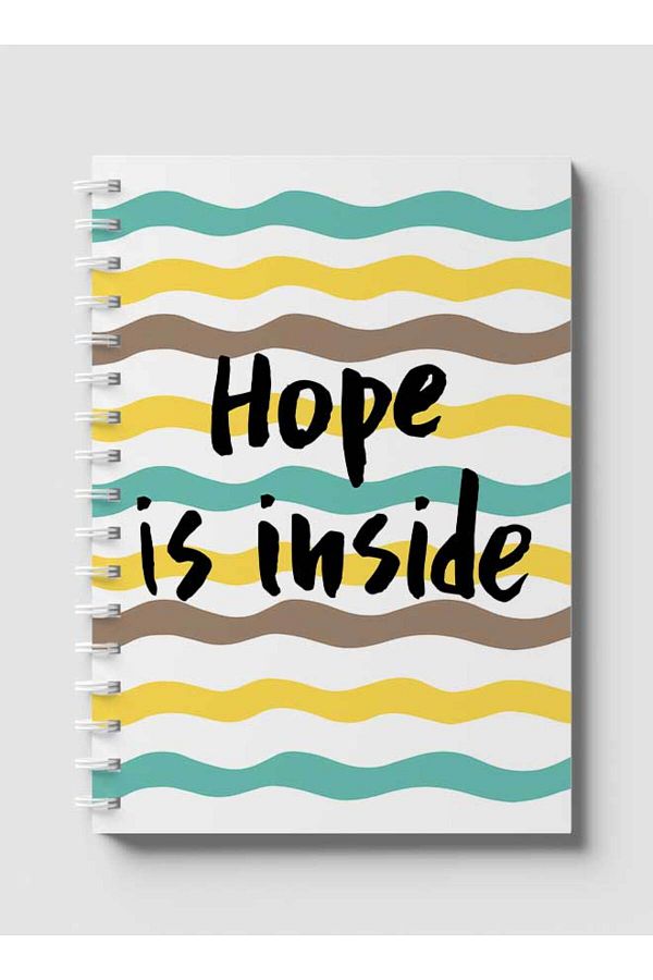 LOWHA-Spiral Notebook with Front and Back Hard Covers Featuring Hope is Inside Doodle Lines Design 1