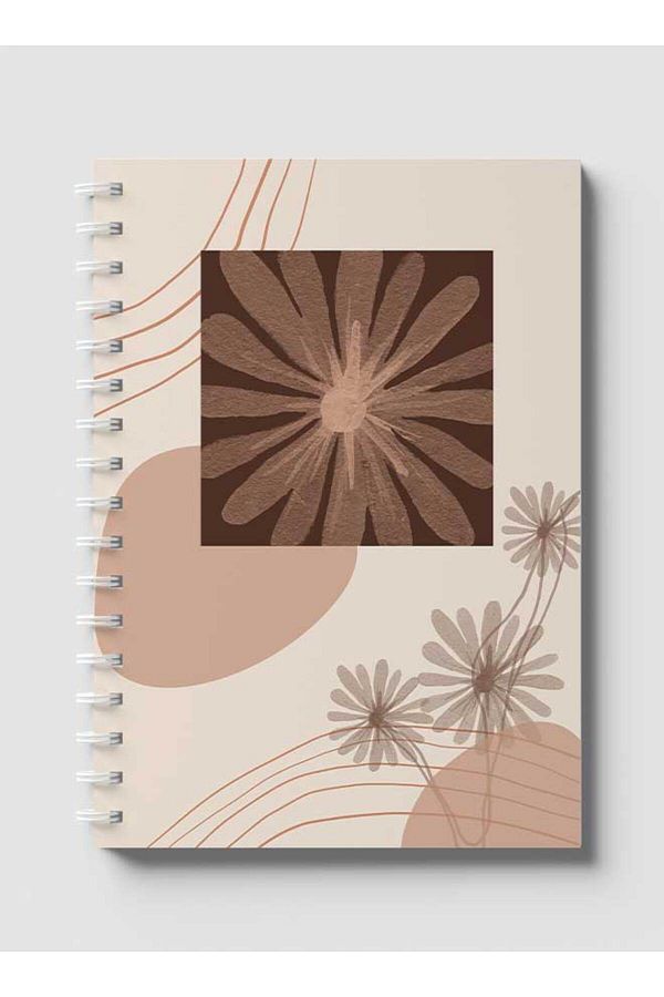 LOWHA-Spiral Notebook with Front and Back Hard Covers Featuring Boho Design 1