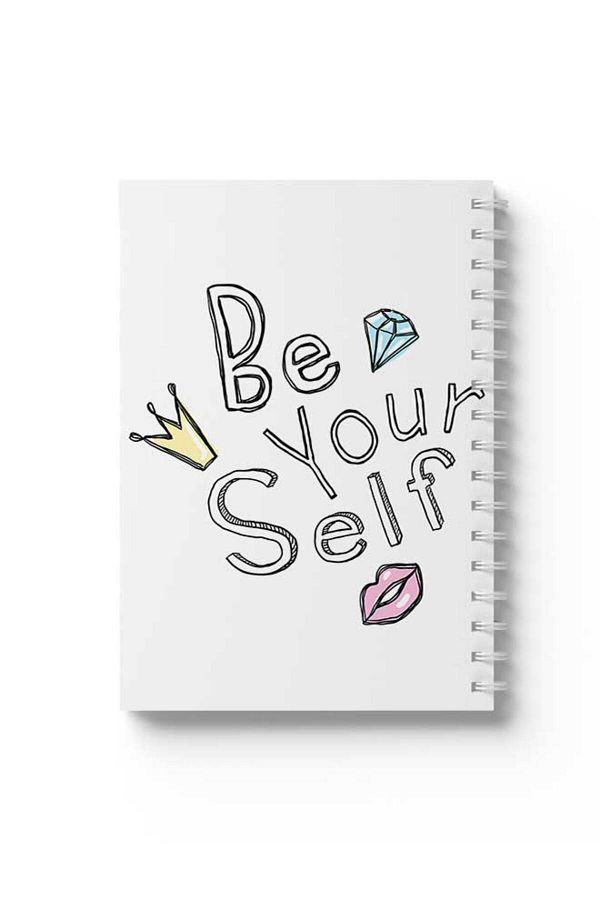 LOWHA-Spiral Notebook with Front and Back Hard Covers Featuring Be Yourself Design 1
