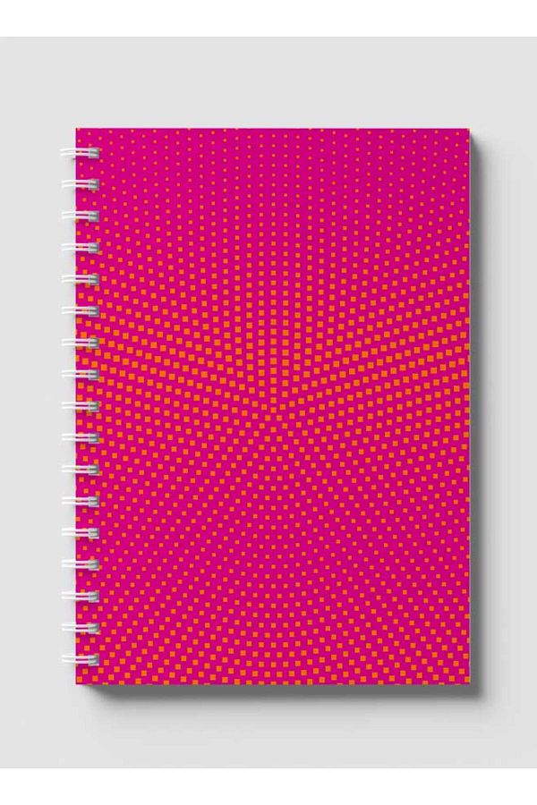 LOWHA-Spiral Notebook with Front and Back Hard Covers Featuring Square Halftone Yellow Design 1