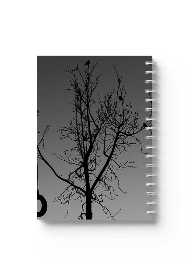 LOWHA-Spiral Notebook with Front and Back Hard Covers Featuring Tree Design 1