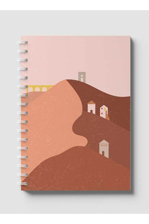 LOWHA-Spiral Notebook with Front and Back Hard Covers Featuring Minimalist Dune Design 1