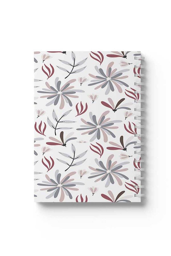 LOWHA-Spiral Notebook with Front and Back Hard Covers Featuring Floral Pattern Design 1