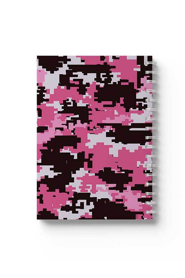 LOWHA-Spiral Notebook with Front and Back Hard Covers Featuring Pixels Design 1