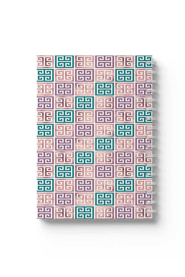 LOWHA-Spiral Notebook with Front and Back Hard Covers Featuring Colourful Shapes Design 1