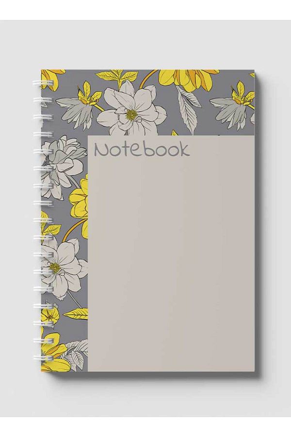 LOWHA-Spiral Notebook with Front and Back Hard Covers Featuring Abstract Floral Vector Design 1