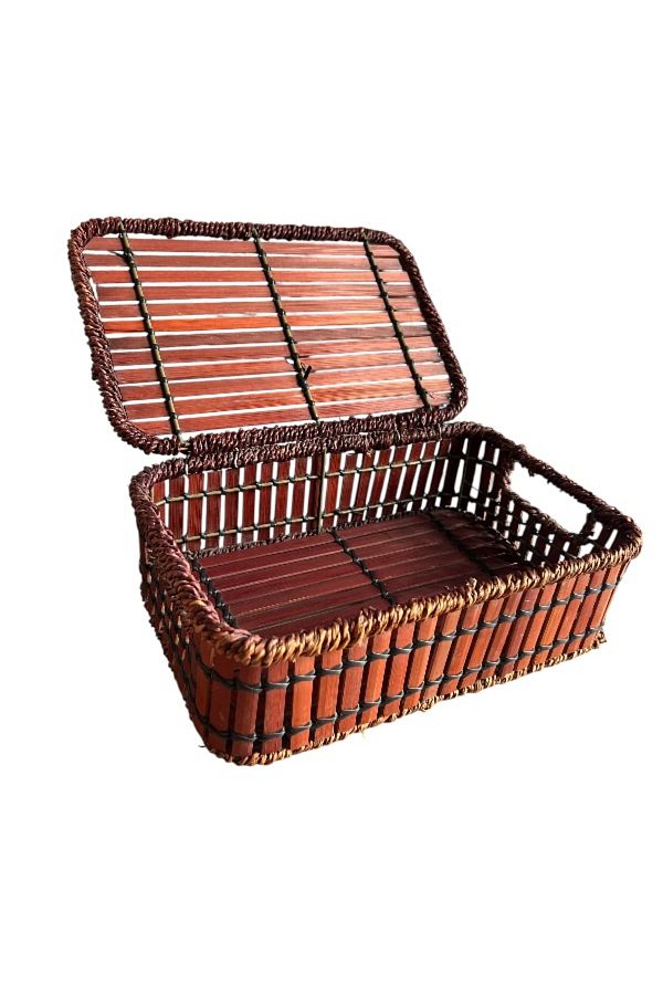 onyyapim-Multi-Purpose Wicked Rectangular Basket with Lid – 10X28X18 cm 1