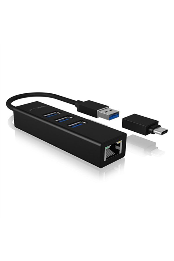 RaidSonic-ICY BOX | IB-HUB1419-LAN | Hub - 3 porty | IEEE 802.3, IEEE 802.3u, IEEE 802.1Q, IEEE 802.1p 1