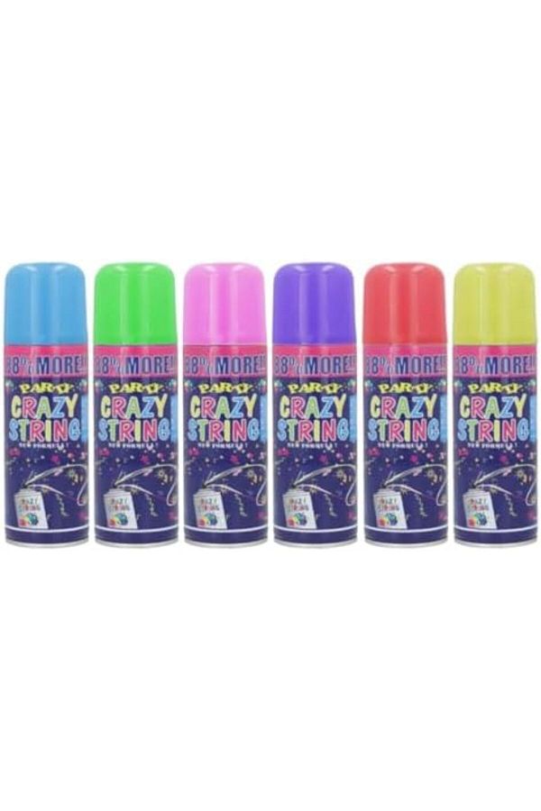 Yuwell-YU WELL Party Crazy String Spray Fun Party Streamer Spray 350ml each Spray Multicolor (6 Pcs) 1