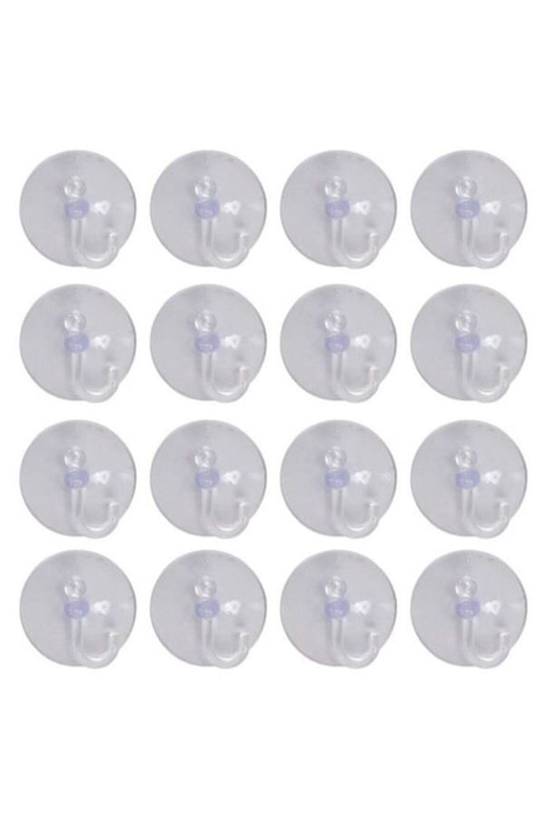 Carrefour-Set of 20 Suction Cups with Hooks, Transparent 1