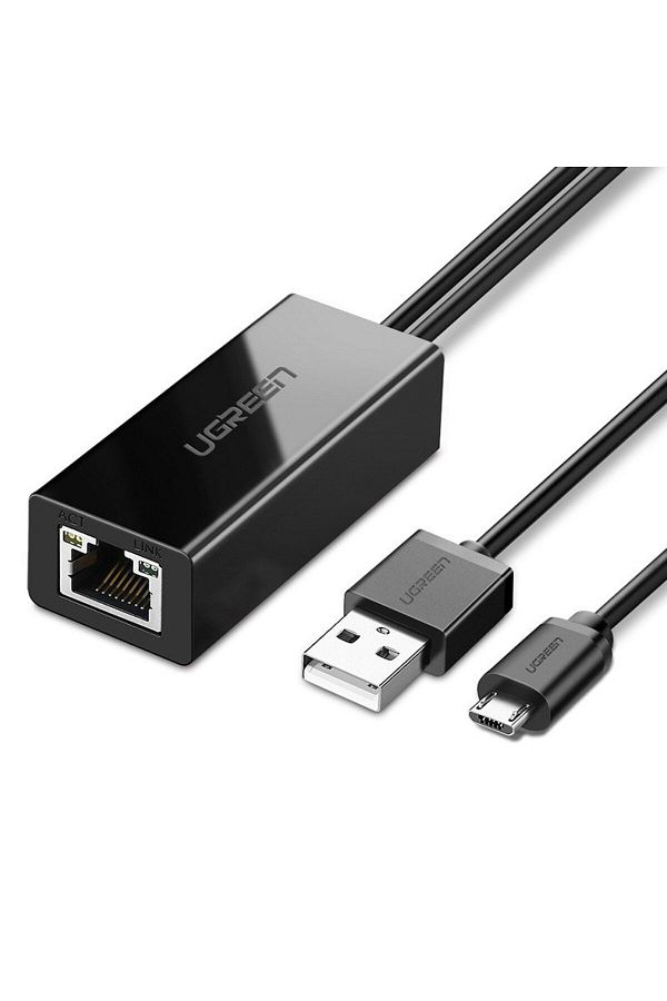 Ugreen-Zewnętrzna karta sieciowa LAN micro USB 100Mbps do Chromecast 1m czarny 1