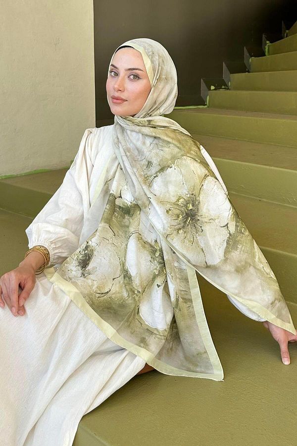 lamelif-Bohemian Flower Pattern Soft Shawl Yellow 1
