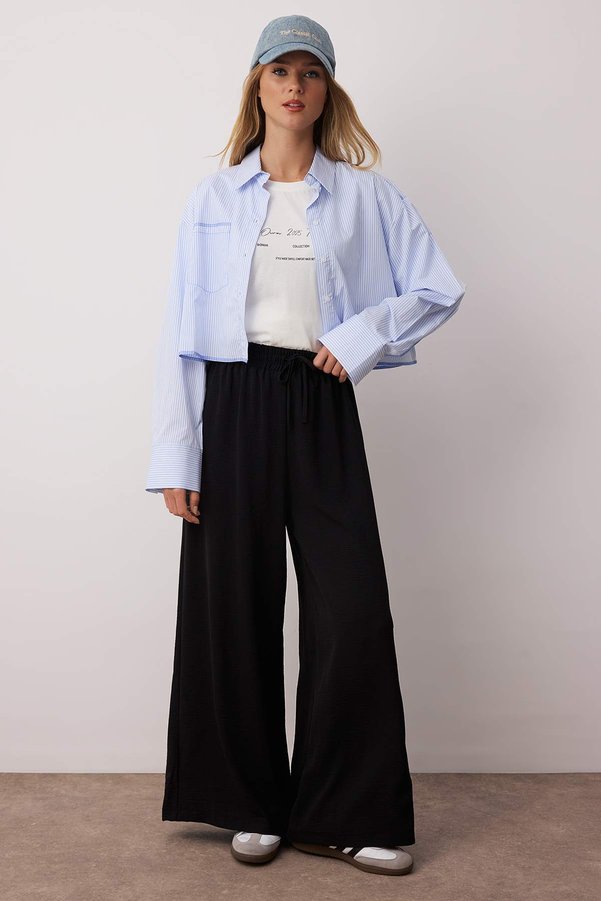 Trendyol Modest Black Wide-Leg Woven Pants TCTSS22PL0240