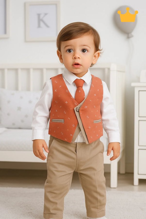 Babyhola 4-Piece Tie-Up Vest Shirt Pants Baby Boy Children's Festive Bottom Top Suit 15061