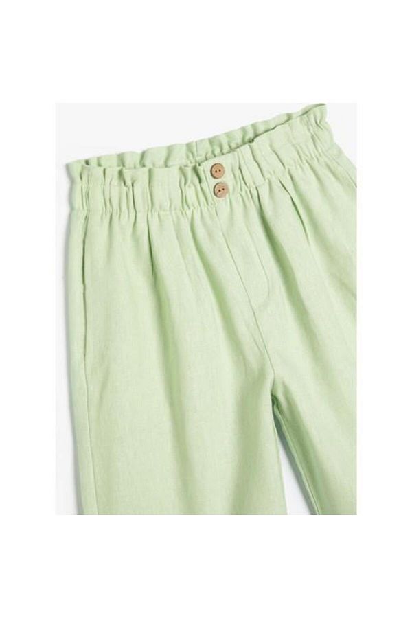 Koton-Linen Trousers with Elastic Waist and Button Detail 1
