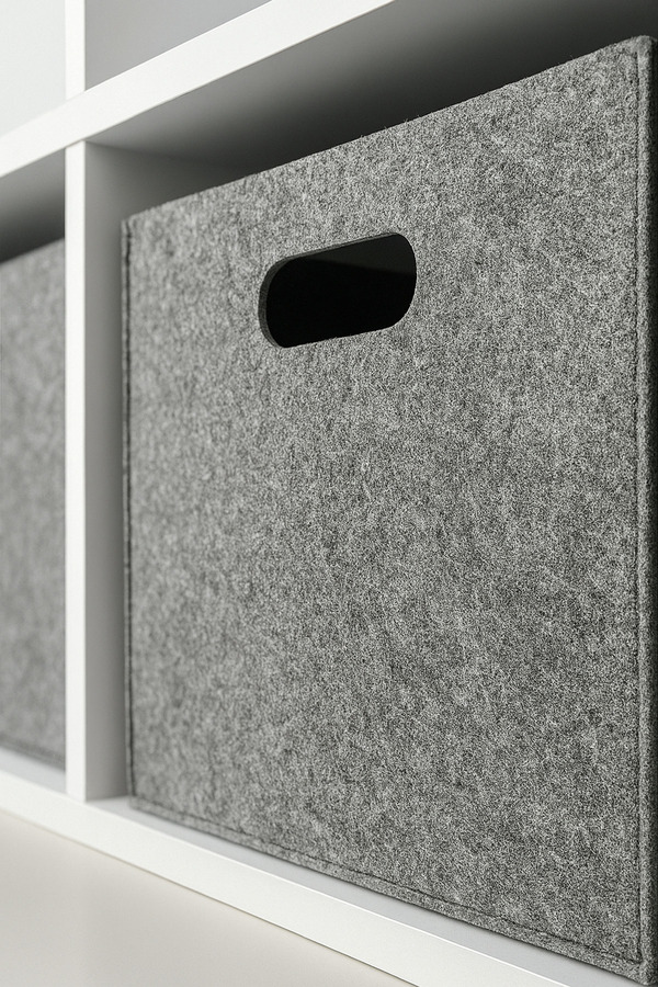 YUNUSOĞLU HOME-Gray Felt Cube Organizer - Toy Box with Handle 1
