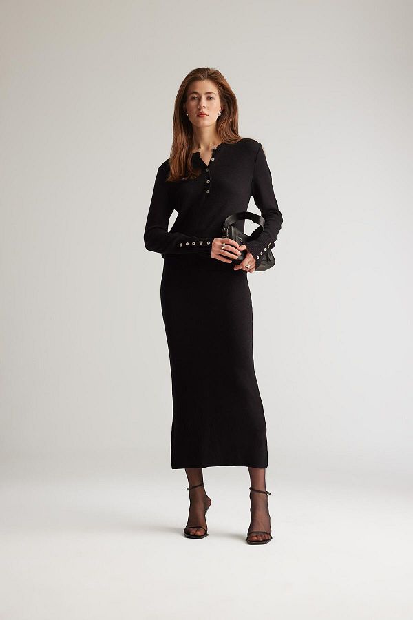 DeFacto-E5361Ax Model Basic Plain Midi Pencil Skirt 1
