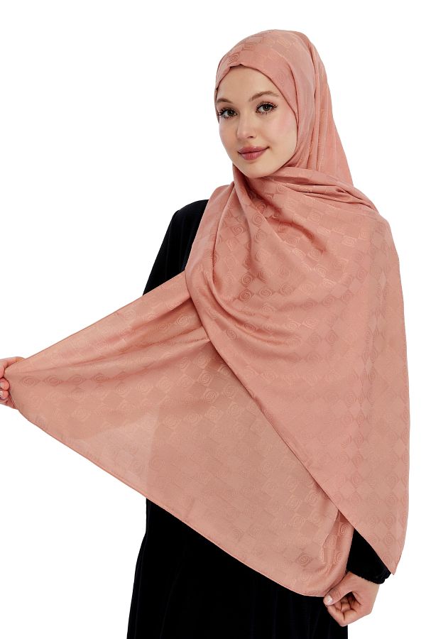 Altobeh-Monogram Checkerboard Pattern Shawl - Salmon 1