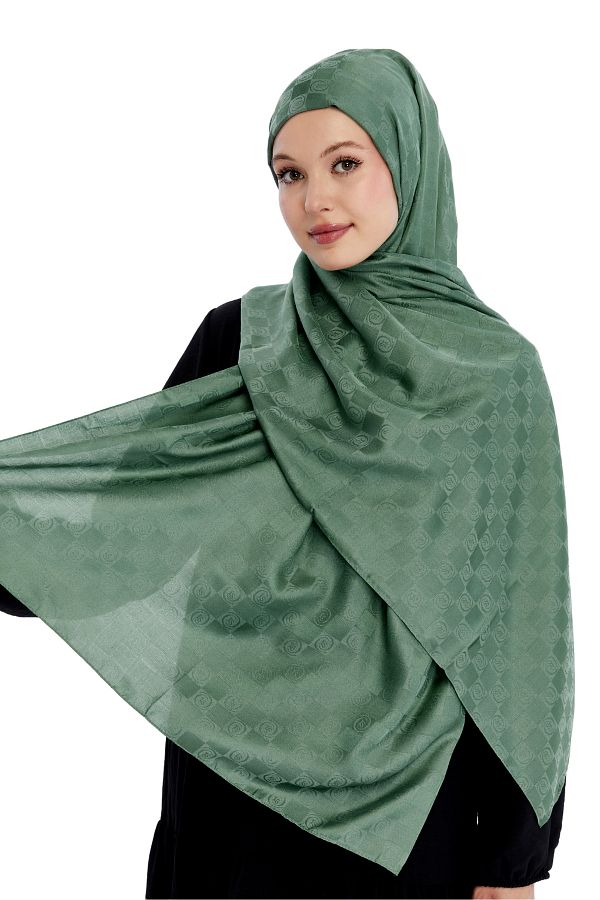 Altobeh-Monogram Checkerboard Pattern Shawl - Green 1