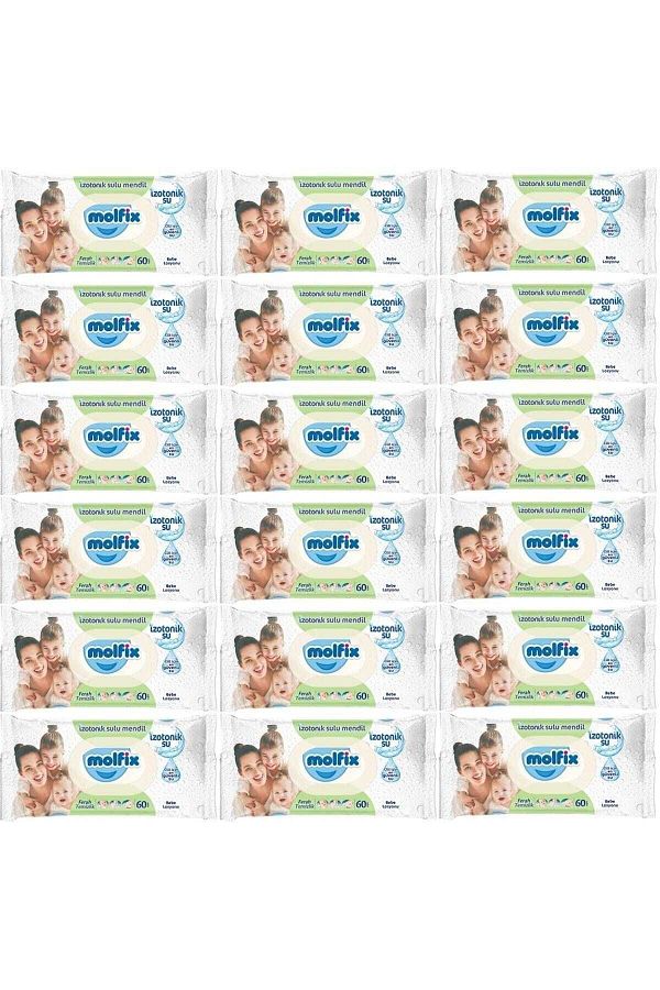 Molfix-Wet Towel Wipes Isotonic Fresh Cleaning Set of 18 60 Sheets with Plastic Cover 1