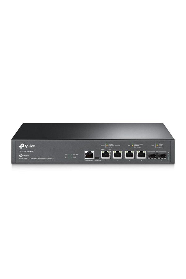 TP-LINK-JetStream™ 4-Port 10GBase-T and 2-Port 10GE SFP+ L2+ Managed Switch with 4-Port PoE++ PORT: 4× 1