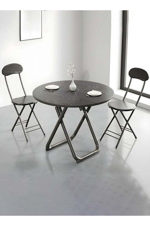 Taimi-3-Piece Dining Set,Table with 2 Elegant Chairs |Table 80x80x74cm with 2 Foldable Chairs- Black 1