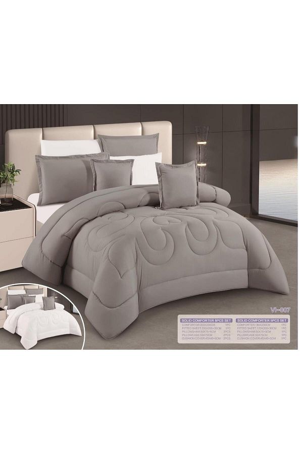 Moon-King size, comfortable and soft, 6-piece double bed sheet set, two sides, checkered and plain, size 240x220 cm 1