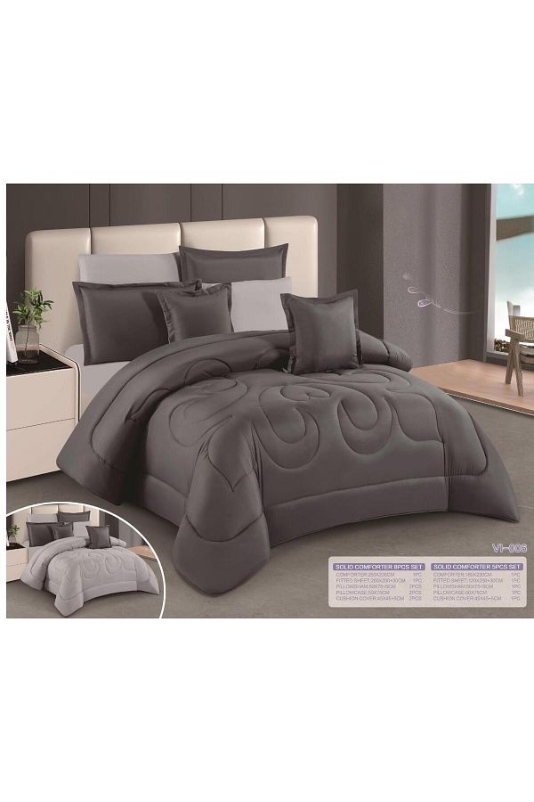 Moon-King size, comfortable and soft, 6-piece double bed sheet set, two sides, checkered and plain, size 240x220 cm 1