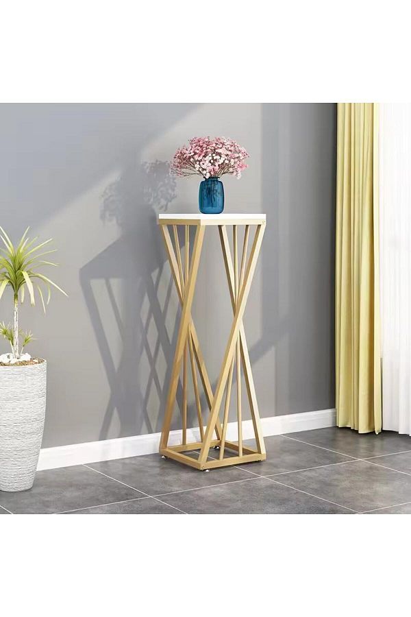Türkiye-Square Side Tabless, Simple Marble Top Sofa End Tabless with Metal Wire Frame and Plastic Footpads,C 1