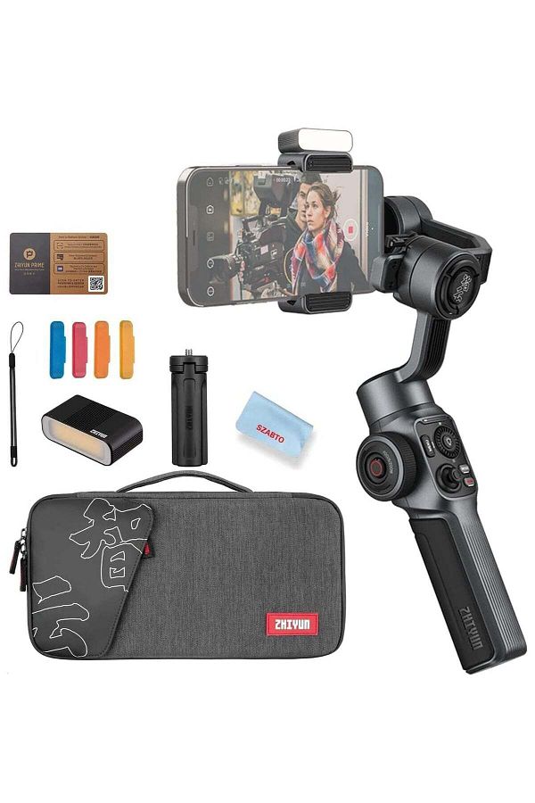 ZHIYUN-مثبت جيمبال سلس مكون من 5 محاور، جيمبال محمول للهواتف الذكية مزود بحامل ثلاثي القوائم مع إضاءة LED لفيديو التدوين 1