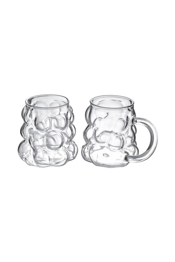 favorin-Heat Resistant Borosilicate Grape Cups with Handle and Without Handle Set of 2 Borosilicate Cups 1