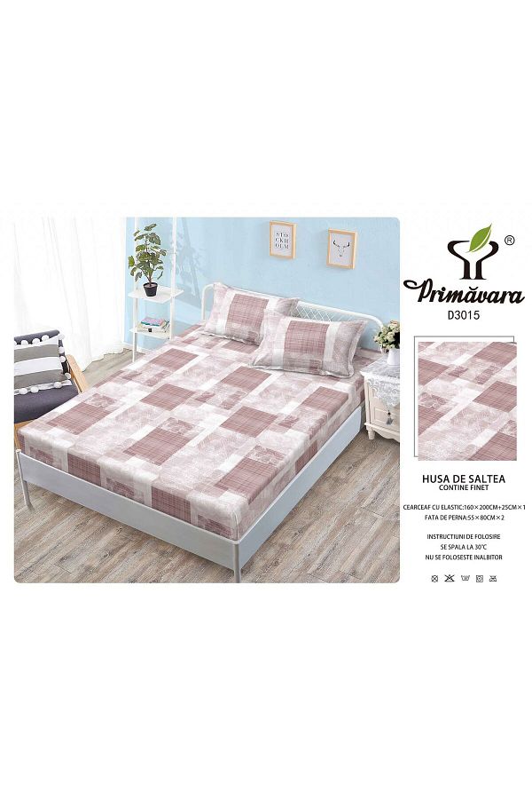 FIONNA.RO-Duvet Cover With Elastic And Pillowcases 160X200cm - Abstract Powder Pink 1