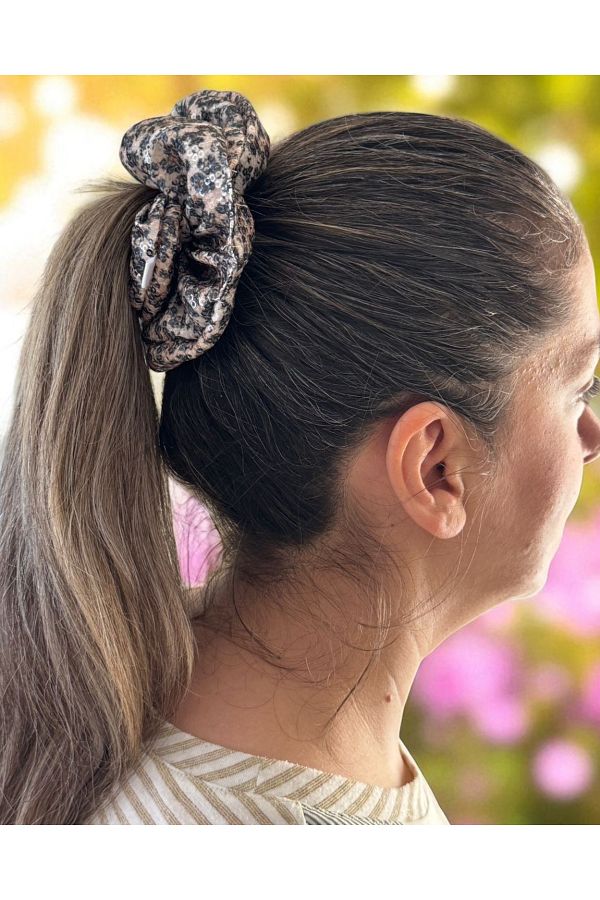 Melff-Women's Elastic Sequin Leopard Patterned Bagel Scrunchie Buckle 1