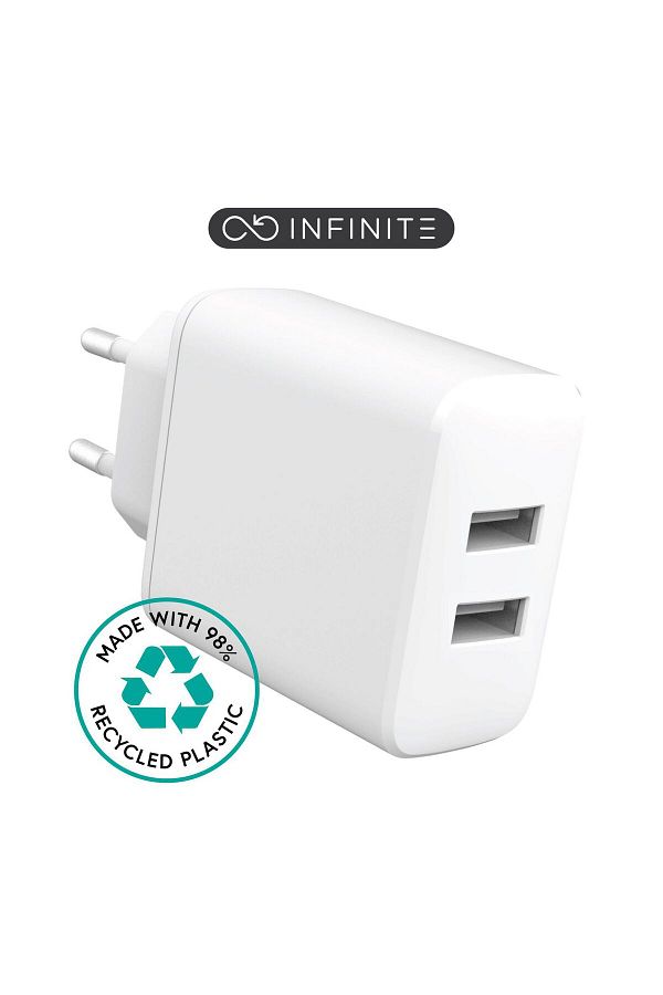 Inna marka-eSTUFF INFINITE Ładowarka USB-A EU 24W 2xUSB-A Biała z tworzywa rPC 98%, ES637005 1