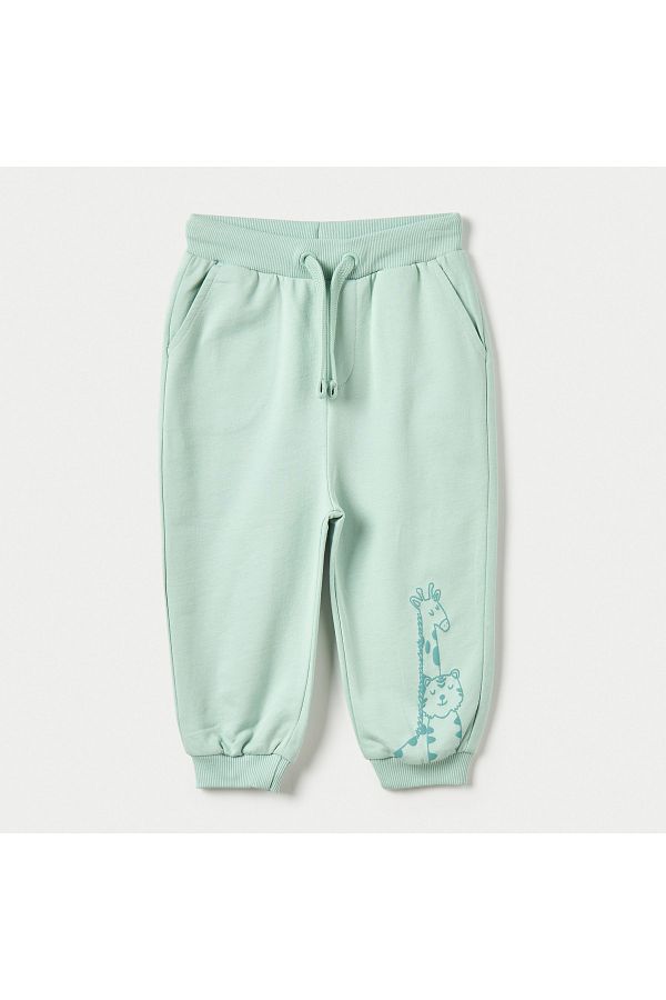 Juniors-Giraffe Print Joggers with Drawstring Closure and Pockets 1