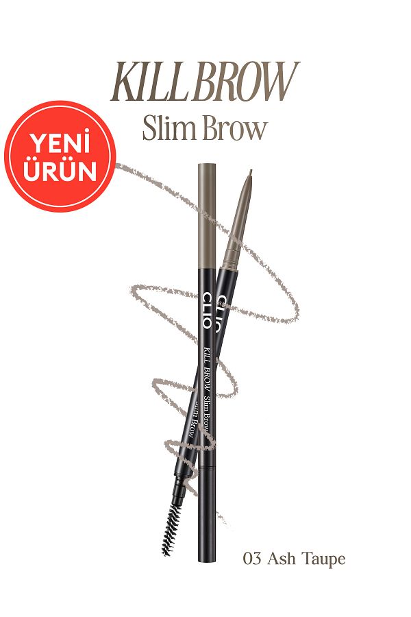 CLIO-Ultra Fine Tip Double Sided Eyebrow Pencil with Natural Look Kill Brow Slim Brow (03 Ash Taupe) 1