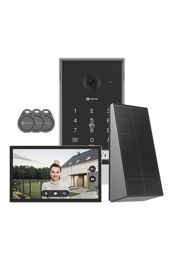 EZVIZ-Kit videointerfon, monitor tactil de 7 inch, cameră 2K, IR 5m, SD, Wi-Fi5, panou solar - CS-EP7-3MP-SP 1