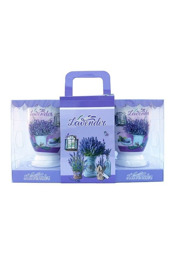 OEM-Set of two ceramic cups with lavender, packed in shrink-wrapped box, 200ml, Model3 1